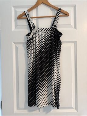 Black & White Striped Mini Dress - Classic Summer Shift
